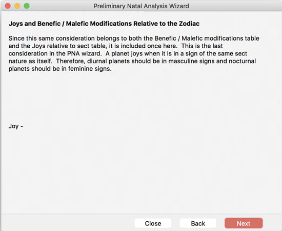 Joys and benefic / malefic modifications relative to the zodiac